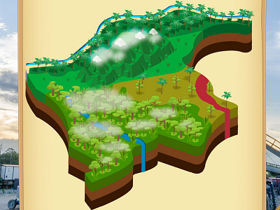 Isometric Colombia for a Mobile Game colombia colorfull isometric ui design