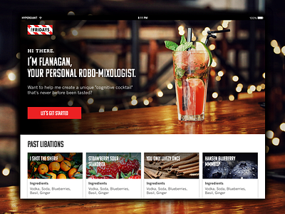 TGI FRIDAYS A.I. Mixologist a.i. artificial intelligence cocktail data drink ipad mixologist ui