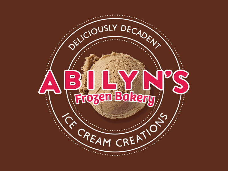 Abilyn's Frozen Bakery - Flavors all natural branding cake ice cream ice cream cake logo packaging red