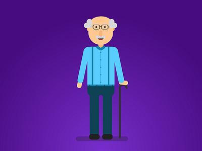 Old Man character design flat illustration man old