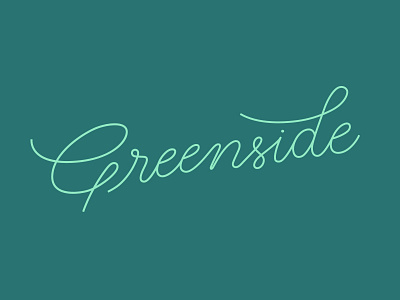 Custom Script Logo, Greenside Apartments apartments branding custom green greenside hand drawn identity lettering logo script type typography