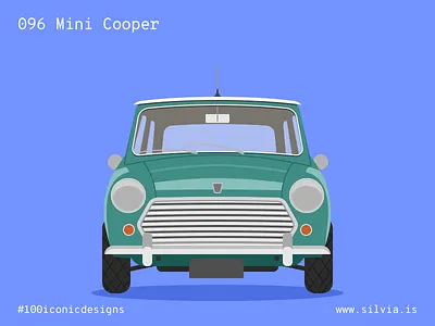 096 Mini Cooper 100iconicdesigns bmc british car flat illustration industrialdesign issigonis mini minicooper product productdesign