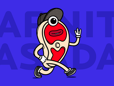 Steak beef cap carne character coloring flat illustration meat monterrey rreyes steak walking