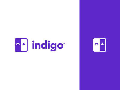 Indigo Logo flat happy illustration logo mattress modern purple simple wink