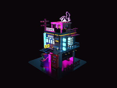 Arcade Hall arcade cyberpunk neon voxel