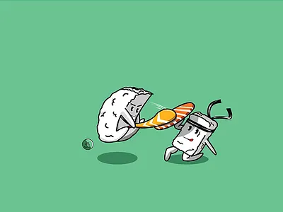 Sushi Fight brain digitalart digitalpainting illustration illustrator love sushi