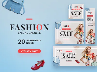 Fashion Sale Ad Banners ad advertising banner banners clean clothing banner fashion google ads marketing retail banner