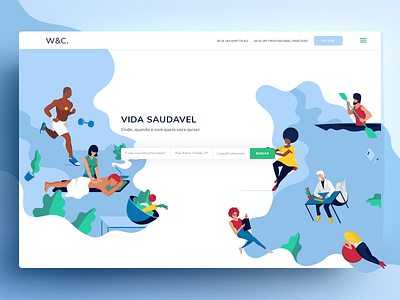 Illustrated landing page business clean illustration landing landing page medicine search sport ui ux web web design