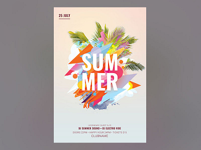 Summer Flyer abstract beach colorful colors flyer light palm palms photoshop poster psd summer