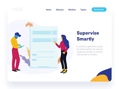 Supervise Smartly illustration landing page men plants task to do ui women