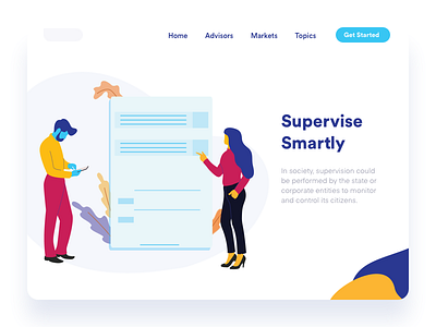 Supervise Smartly illustration landing page men plants task to do ui women