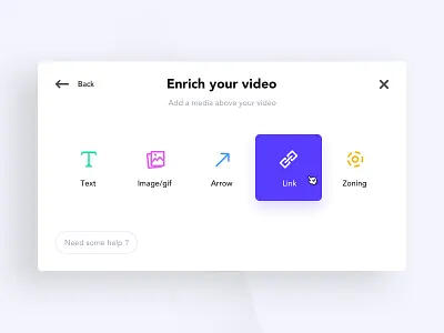Modal Select A Media White buttons color icons media popin ui ux