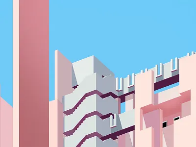 La Muralla Roja architecture building illustration