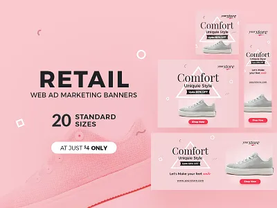 Retail Web Ad Marketing Banners ad ad banner advertisement clean discount fashion online shop retail sale shoe web banner website banner