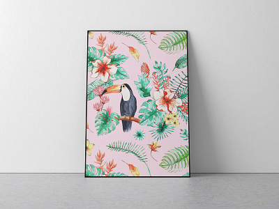 Tucan Artwork artwork design guitars hand drawn pattern seamless surface toucan tropical watercolour