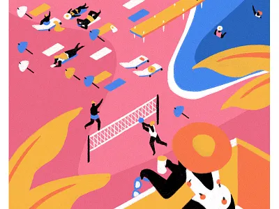 Dreaming of Summer beach character character design graphic illustration ocean palm summer vector volleyball