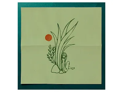 Hide and seek bold colourful hand drawn illustration minimalism naked palm sunshine tropical whimsical