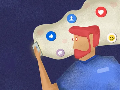 Getting Facebook followers agency blog character facebook followers icons illustration vector