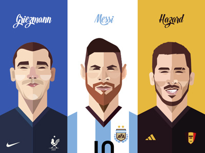 Football - illustration Set01 flat football griezmann hazard illustration messi player soccer sport vector world cup