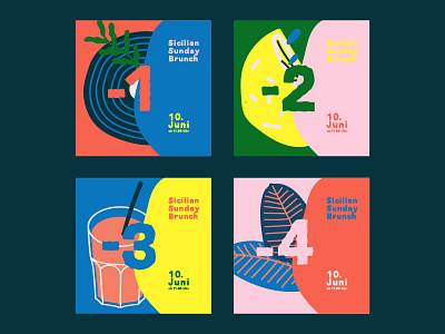 Sicilia Sunday Brunch - event - countdown art direction brand identity branding colorful event food identity illustration palette sicily social content summer festival