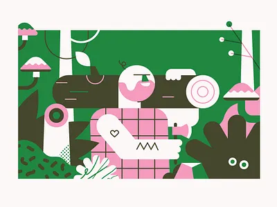 Forest forest illustration lumberjack nature patswerk plants riso vector wood