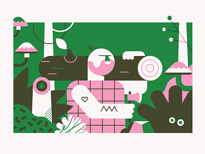 Forest forest illustration lumberjack nature patswerk plants riso vector wood