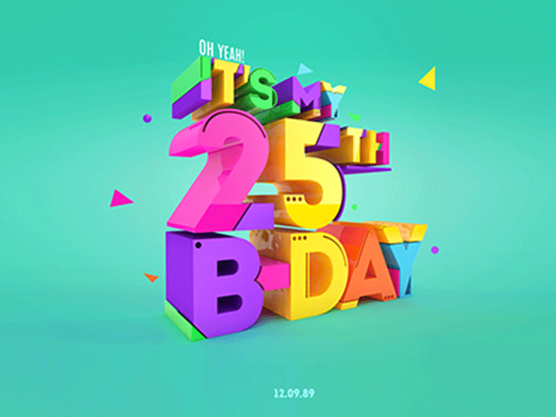 25 BDAY 25 3d lettering render type