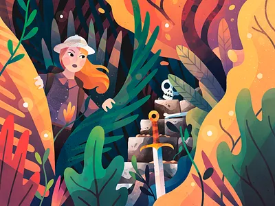 Jungle Sword art color design drawing illustration nature procreate texture