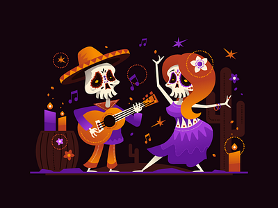 Día de los Muertos calavera culture dead design flat mexico skeleton style