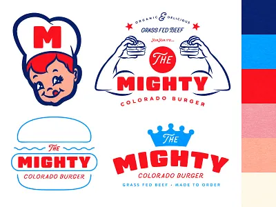 The Mighty Colorado Burger Branding brand branding colorado experiential graphic design logo logo design logos restaurant vector