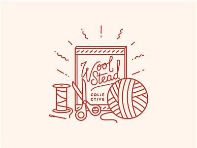Woolstead Collective Illos branding hand lettering illustration logo script vector weaving