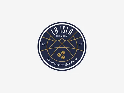 Main Badge La Isla badge branding costa rica. coffee farm icon la isla logo logotype mark mountains nature