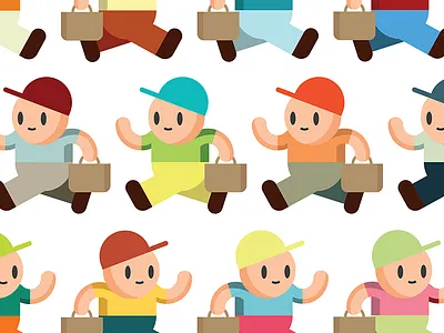 Off To Work! art boy briefcase cartoon color design graphic hat illustration illustrator man pattern vector