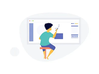 Designer avatar careers designer desk illustration vector