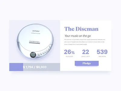 DailyUI #032 Crowdfunding Campaign campaign crowdfunding dailyui discman page