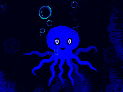 Octopus Illustration cartoon character illustration logo design mascot logo octopus see world underwater