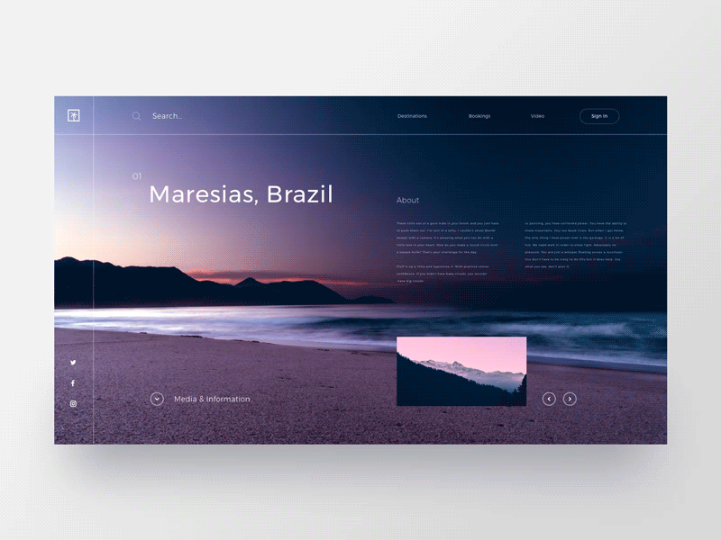 Travel Blog Concept concept gif gradient lander modern pastel photo ui ux