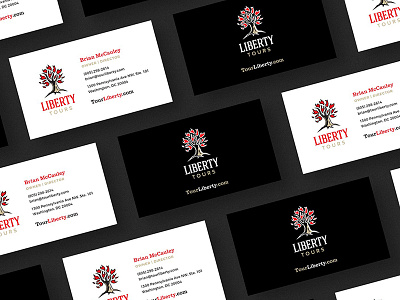Liberty Tours BC business cards elm fire flame liberty negative space roots torch tree wip