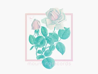Mourning Records floral flower pastel pink shirt design soft white