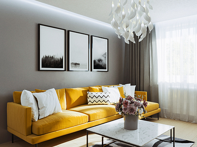 Living room 3d desing interior living modern obyvacka