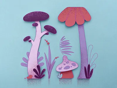 Mushroom Forest forest illustration illustrator papercraft plants texture vector