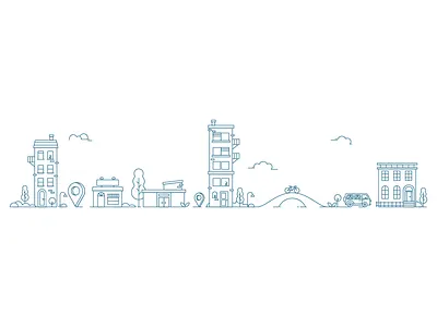 Landscape building city cityscape home house illustration landscape line location minimal shop tree