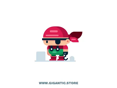 Flat Design Pirate Character Design cartoon cartooning character design flat design game design person pirate