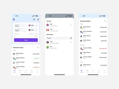 Money Transfer App app app design design mobile money transfer ui uxdesign