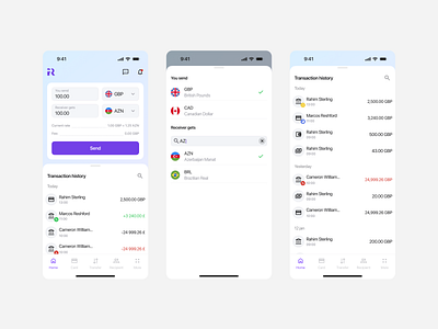 Money Transfer App app app design design mobile money transfer ui uxdesign