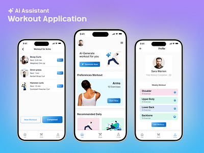 AI-assistant Fitness & Workout Mobile App aı fitness app interface mobile mobile appuiux redesignerbd ui user experience user interface ux design workout app