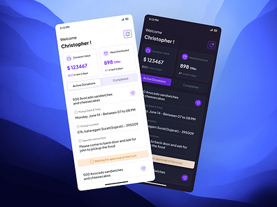 Donation App Dashboard UI Design android ui charity app clean design dark mode dashboard design fintech ui interaction design ios design minimalist design mobile app design modern ui nonprofit ui responsive design social impact ui design user experience ux design visual design web app design wireframe