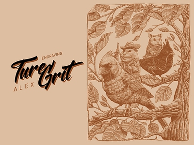 Engraving Turegrit bird drawing engraving freehand graphic grit illustration mouse painting print ture