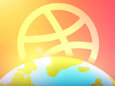 Hello dribbble! community dribbble globe planet sun sunrise world