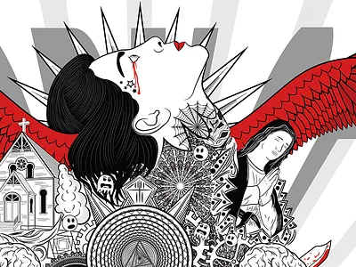 Poster 8 Detail girl illustrator poster tattoo vector vectorart